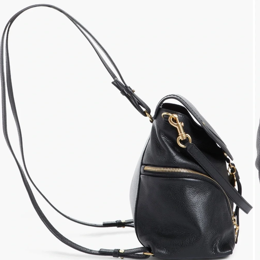 See By Chloe Olga Large Leather Black Backpack with Gold Accents